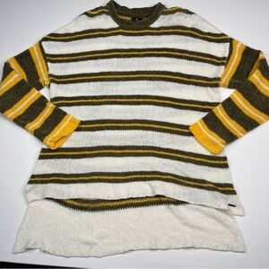 Volcom Sweater Striped Boho Gorp Outdoor Granola Yellow Crew Office Comfy Lounge